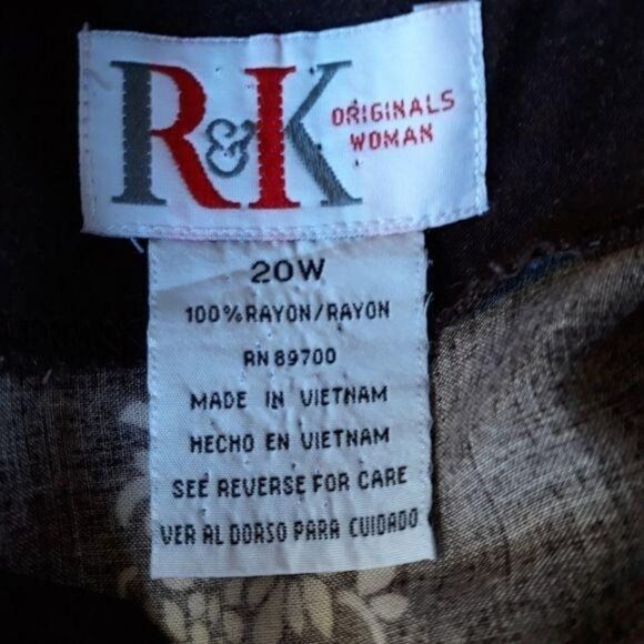 Vtg R&K Sleeveless V-neck Button Front Maxi Dress Bandana Print Brown Sz 20W - Picture 3 of 11